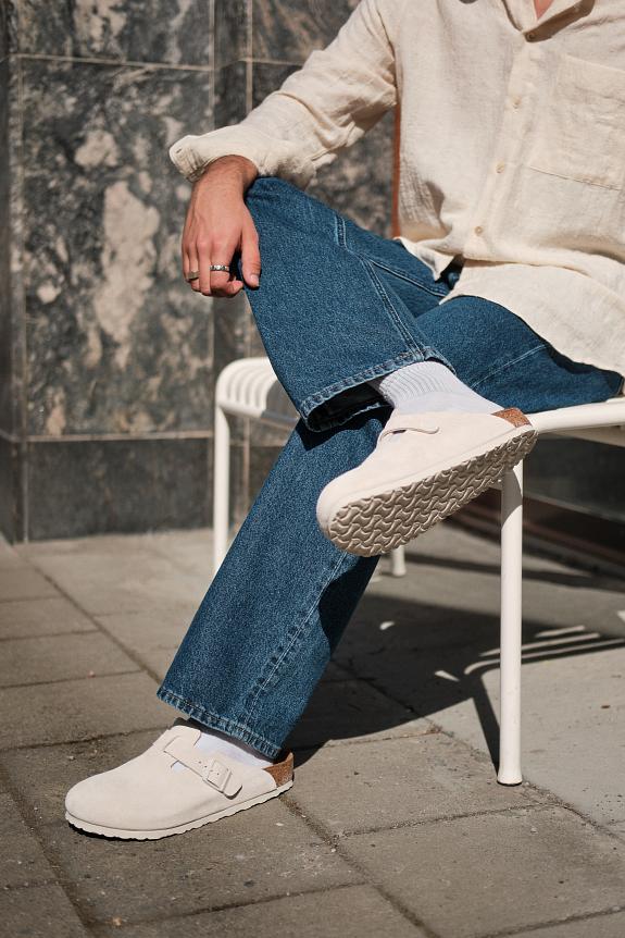 Birkenstock Boston Suede Leather Antique White